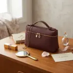 Burgundy Leather Cosmetic Bag – Bild 7