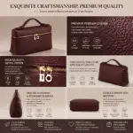 Burgundy Leather Cosmetic Bag – Bild 4
