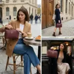 Burgundy Leather Cosmetic Bag – Bild 3