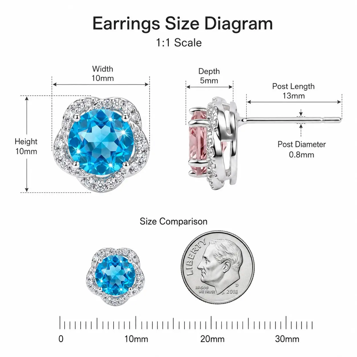 jewelry 1004 earrings size parameters