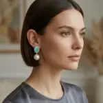 Blue Enamel Pearl Earrings - Image 5