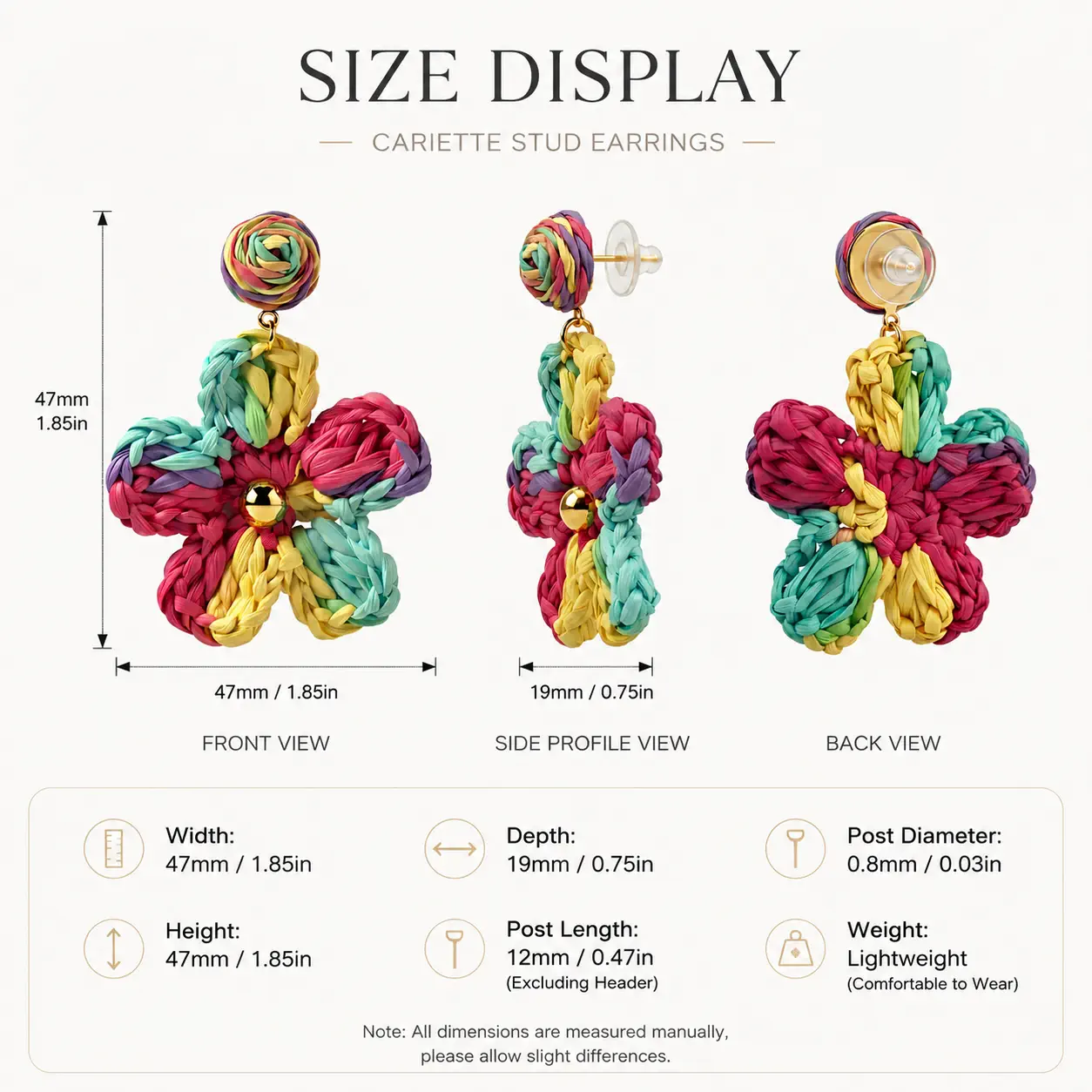 jewelry 1006 earring size spec