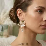 Floral Bead Drop Earrings - Imagen 3