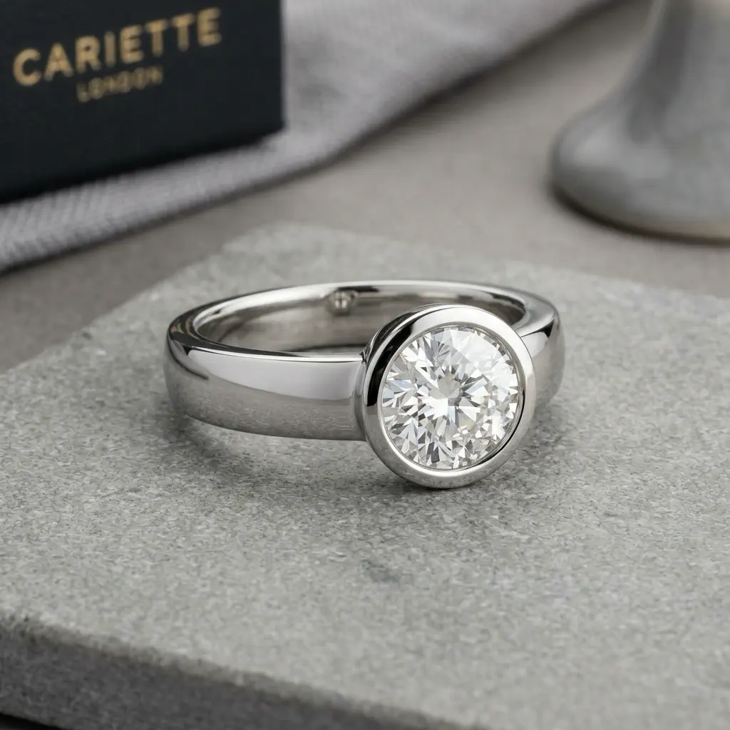 Prong setting diamond engagement ring close up