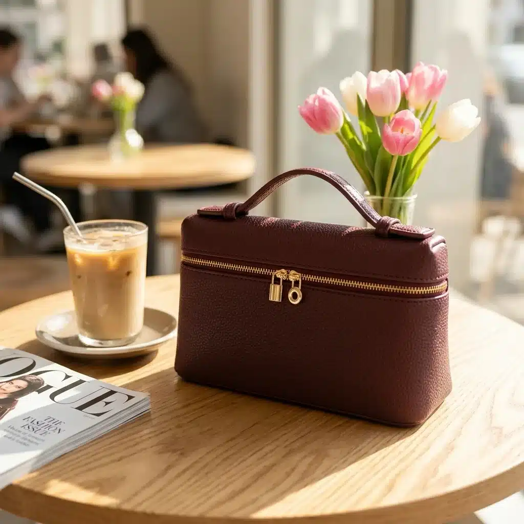 Burgundy Leather Cosmetic Bag photo review