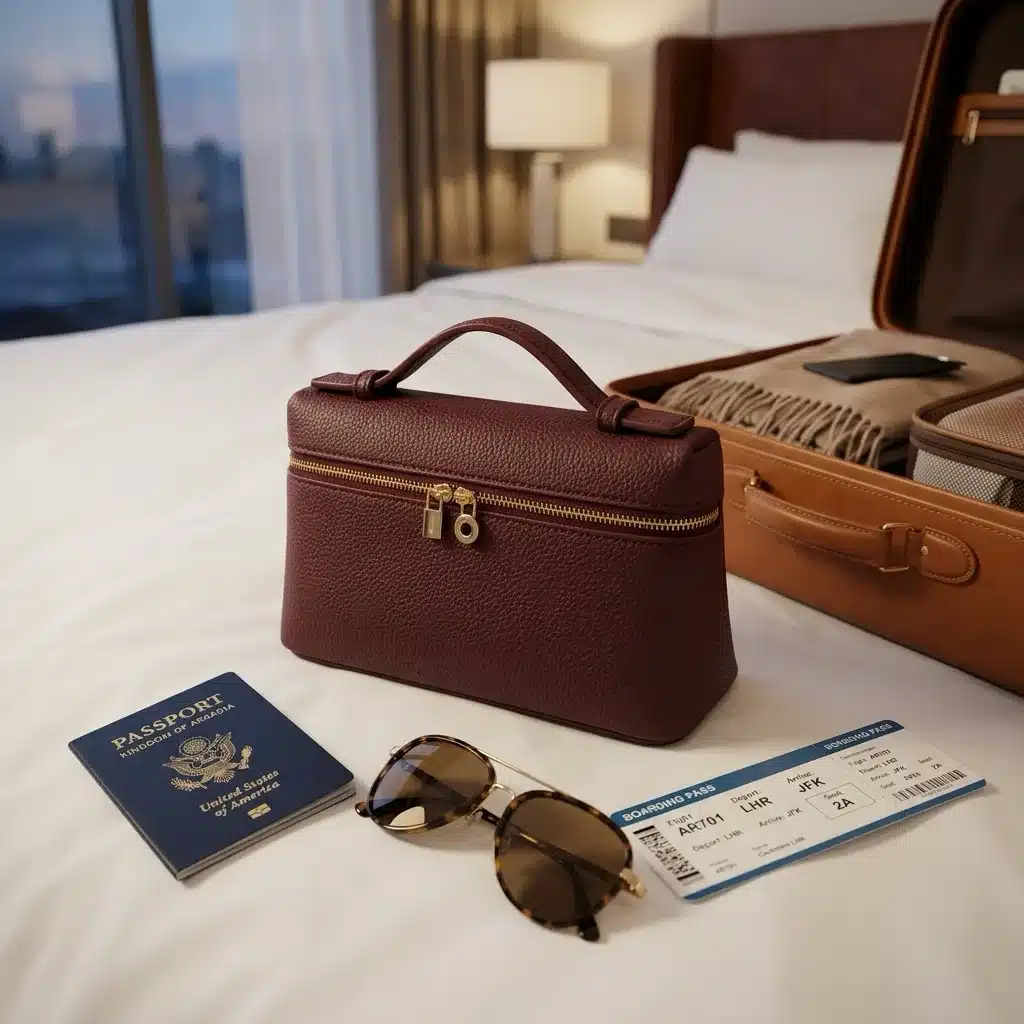 Burgundy Leather Cosmetic Bag photo review