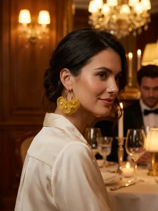 butter bloom earrings evening dining lifestyle 2