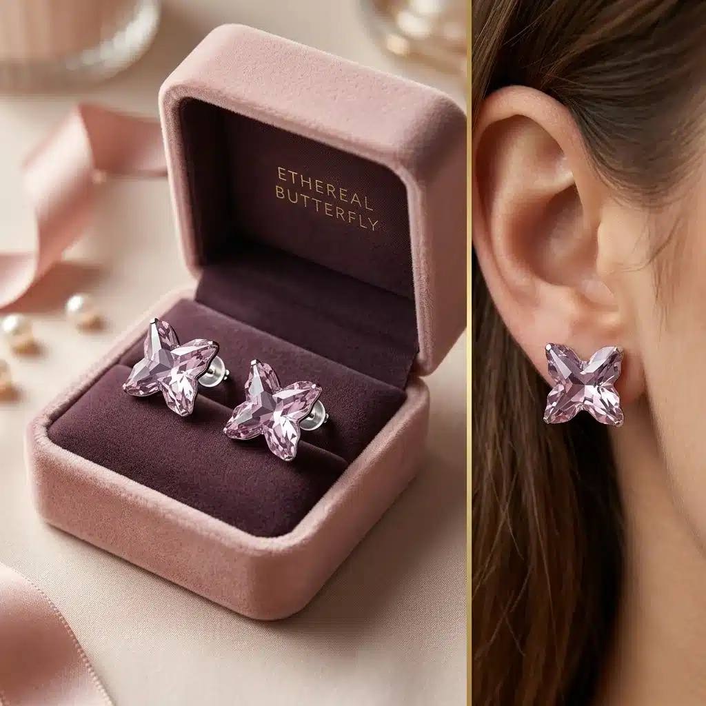 Butterfly Crystal Stud Earrings photo review