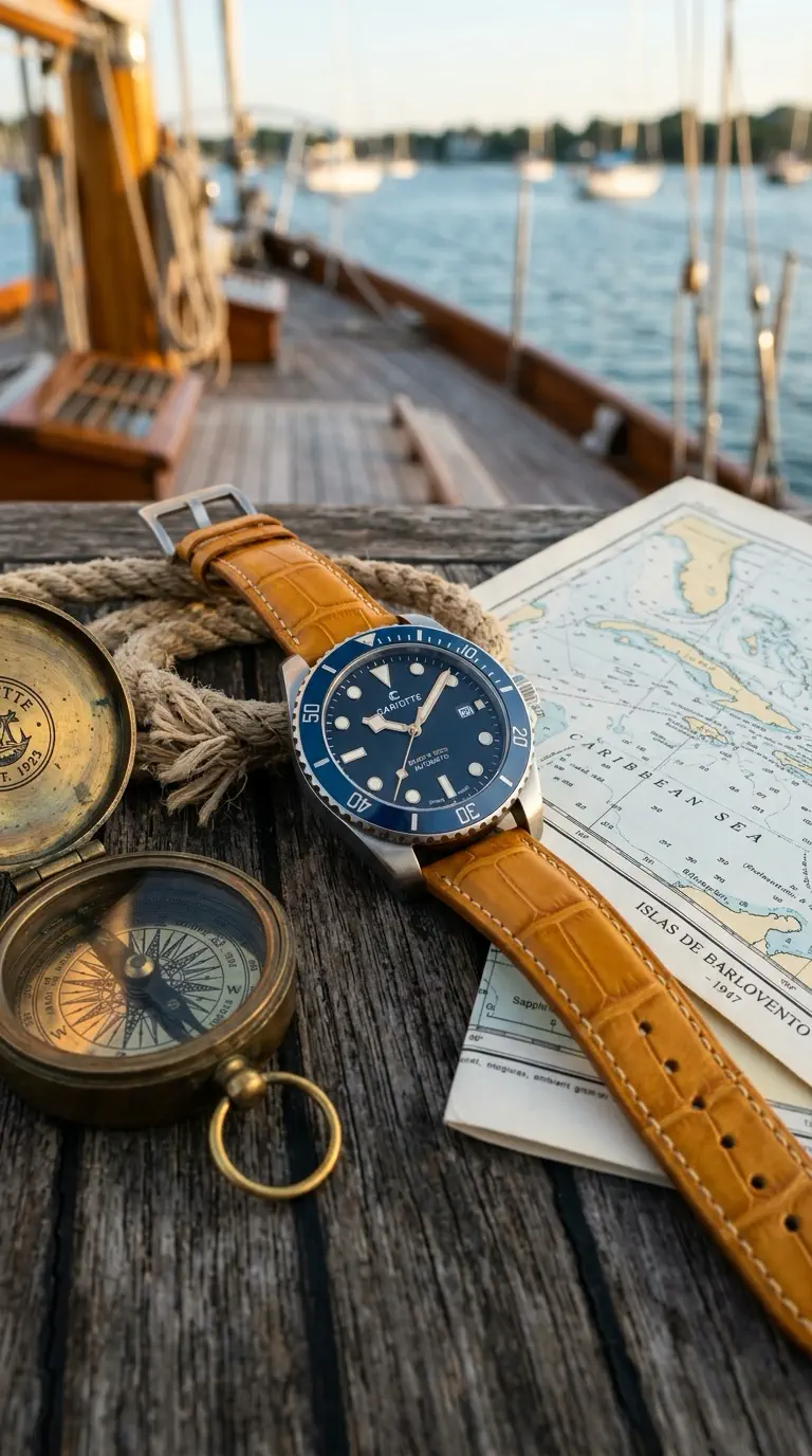 Honey alligator watch strap on diver watch
