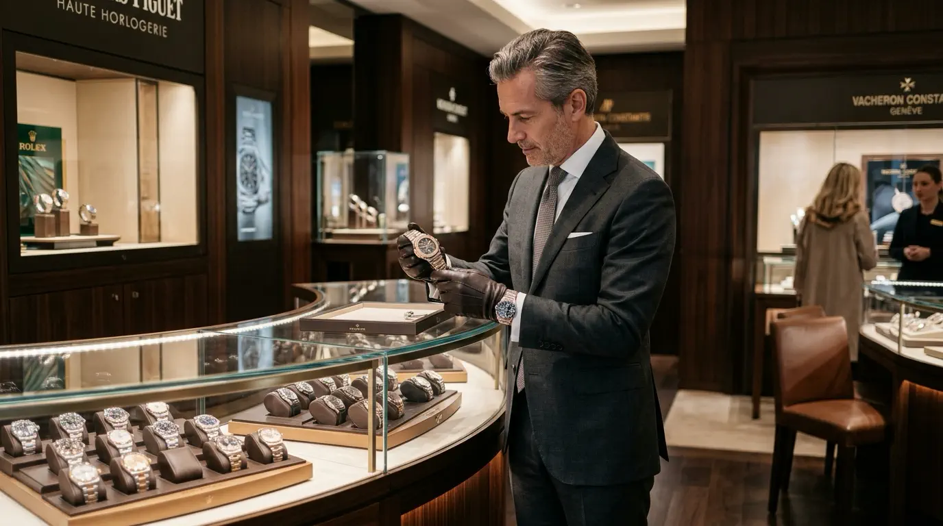 Gros plan sur le mouvement d'une montre de luxe