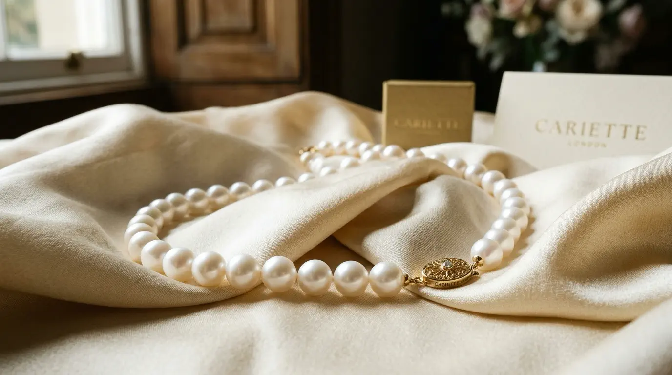 Une femme élégante portant un collier de perles
