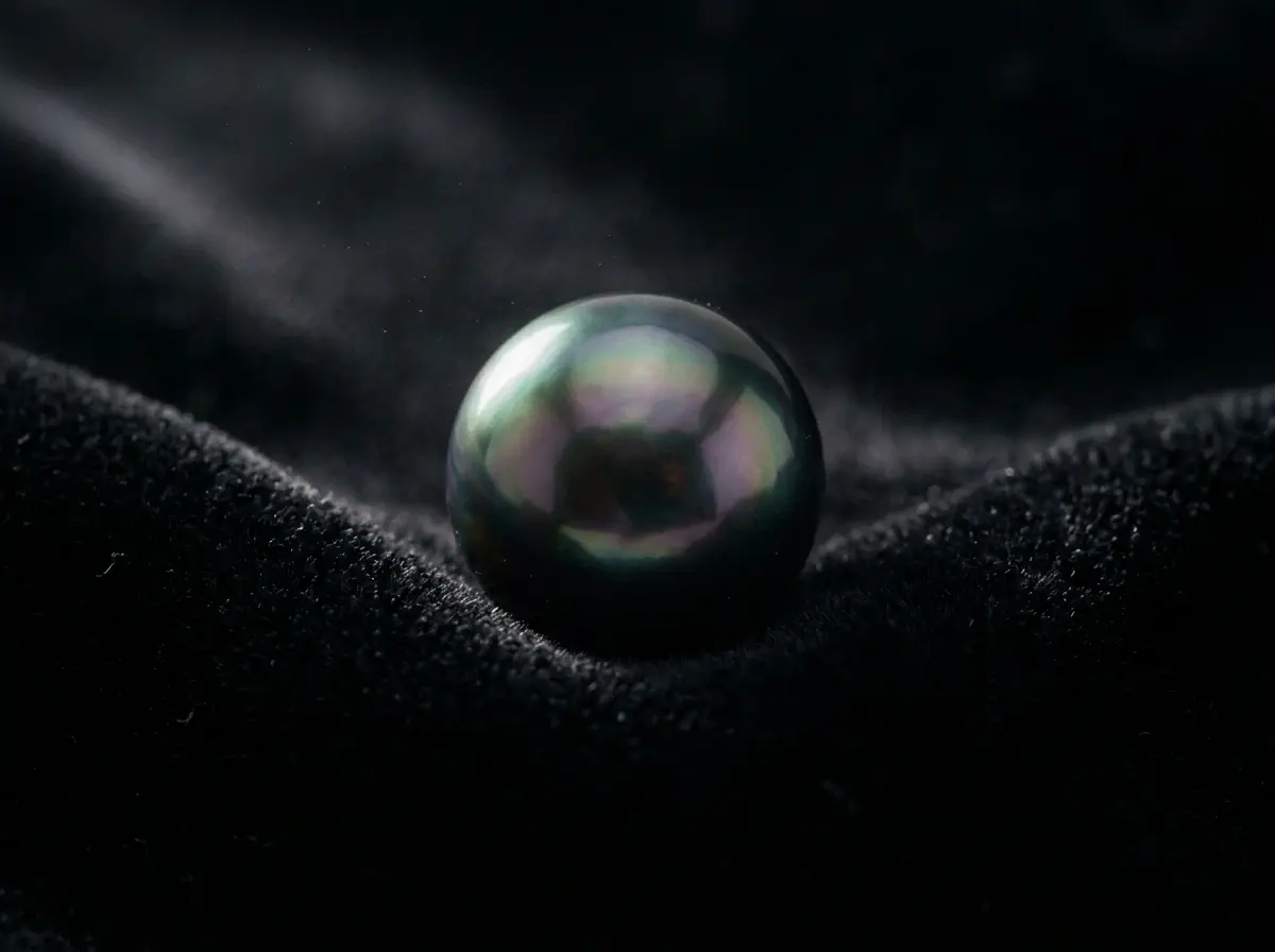 Perle noire de Tahiti dans sa coquille