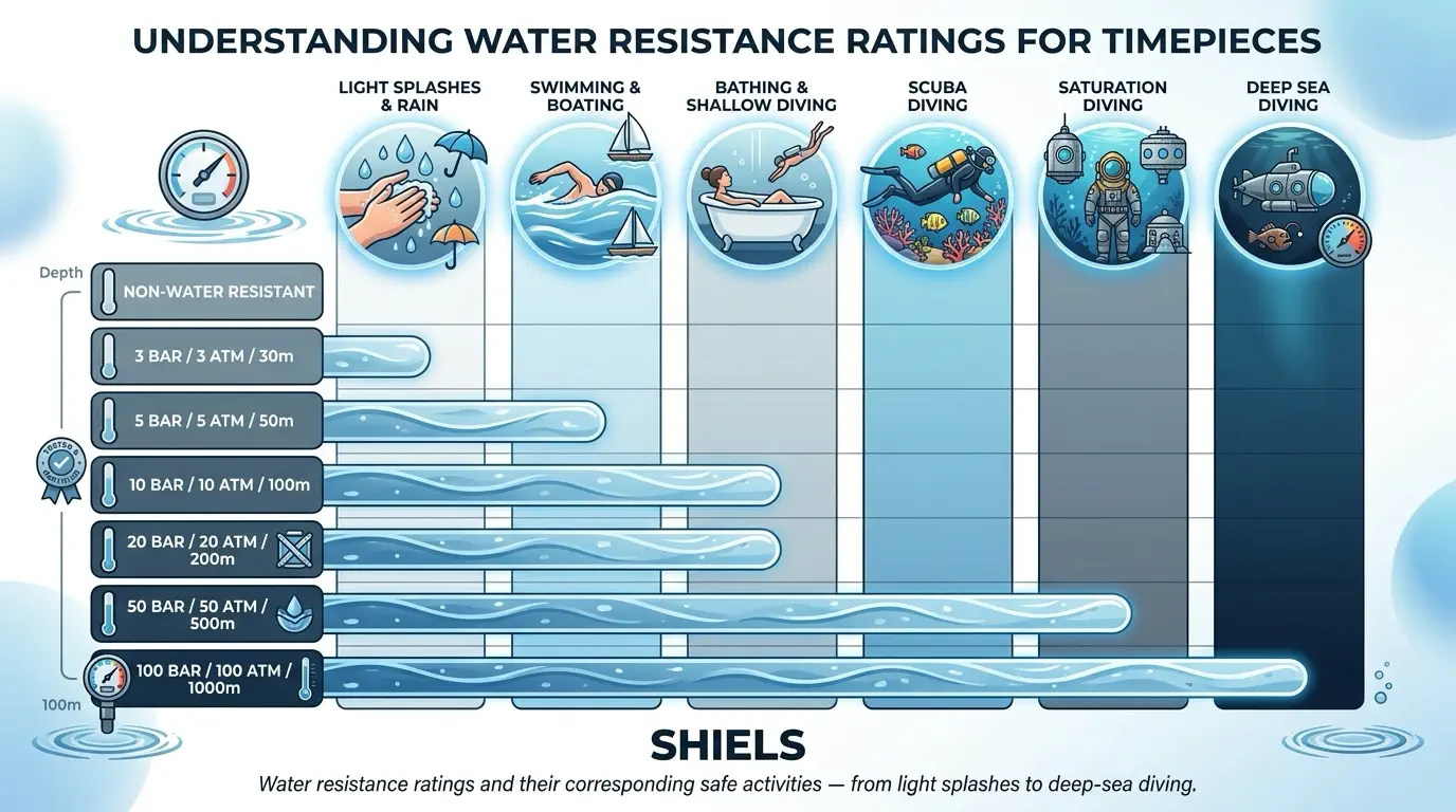 Watch water resistance rating chart by activity