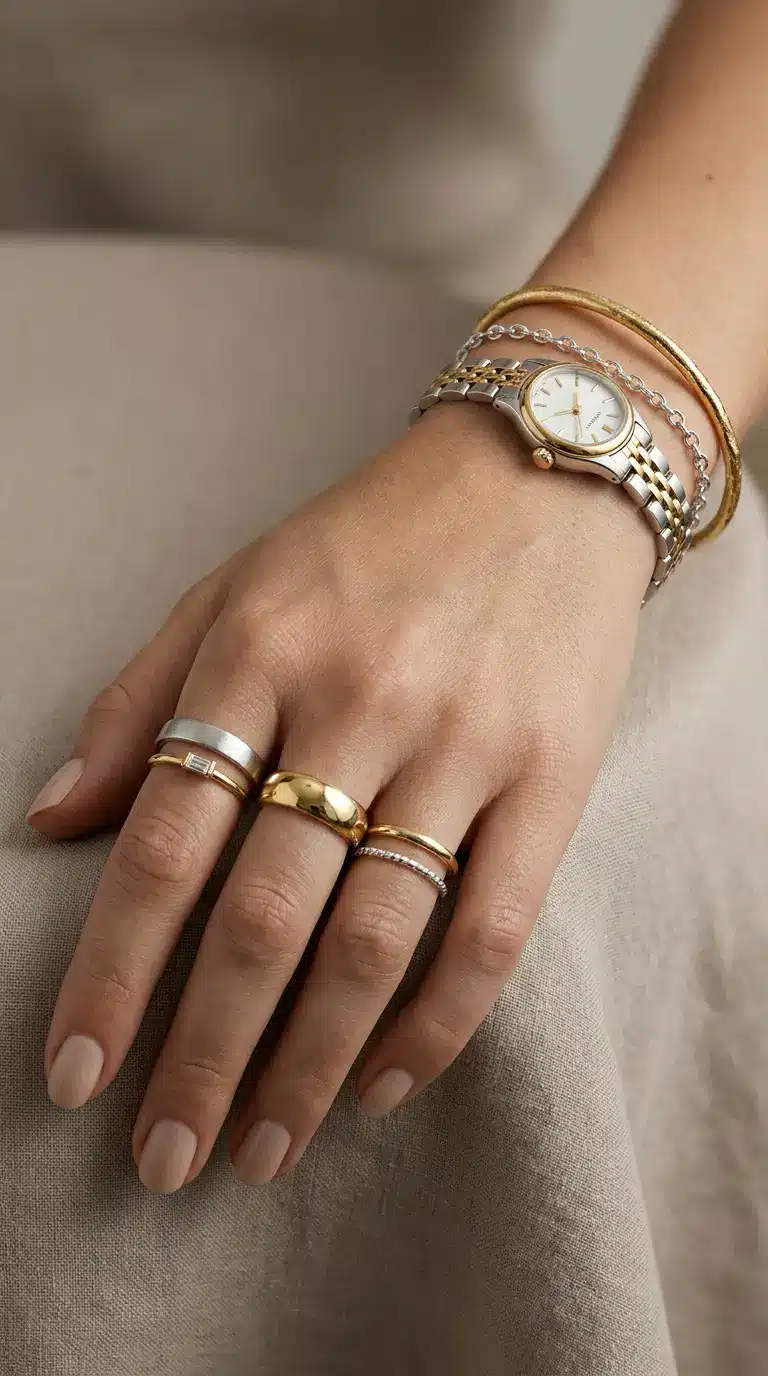 Mixed metal jewelry layering