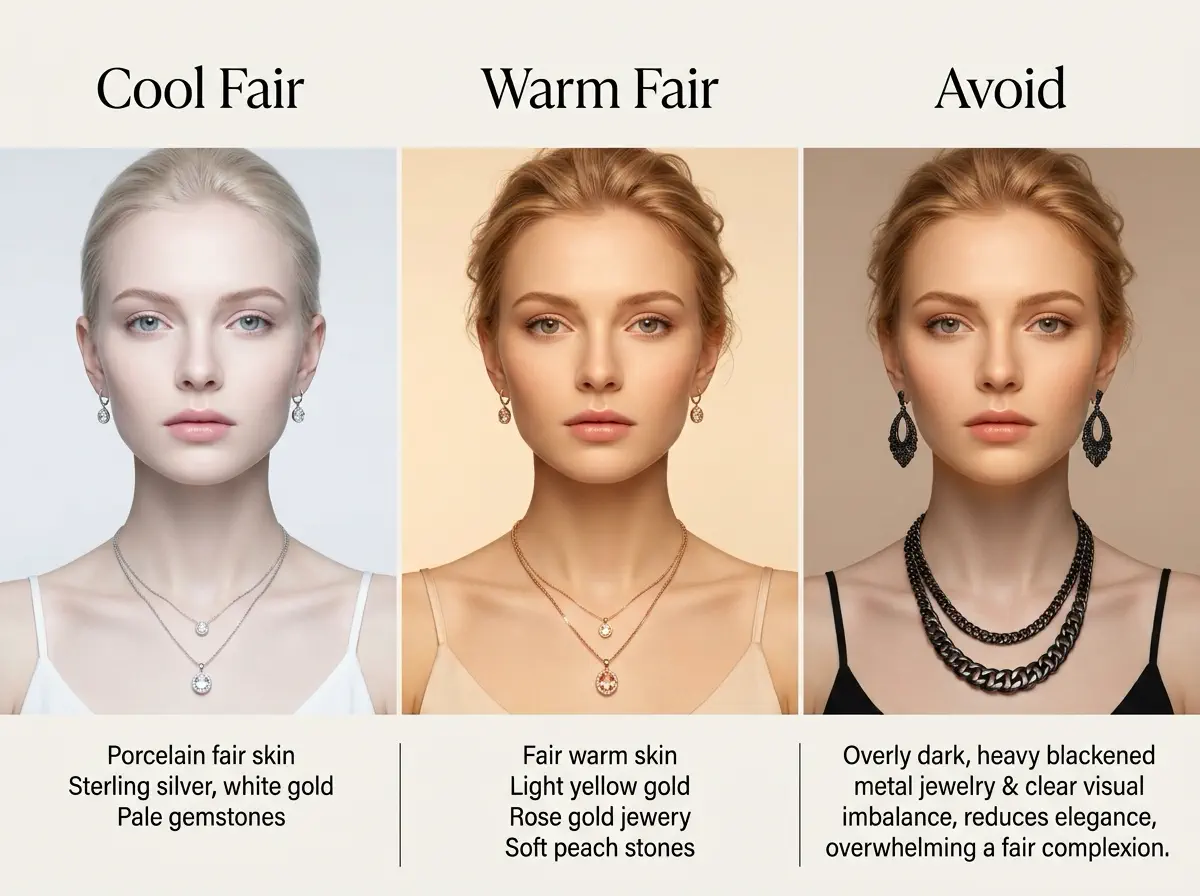 Fair skin jewelry metal choices