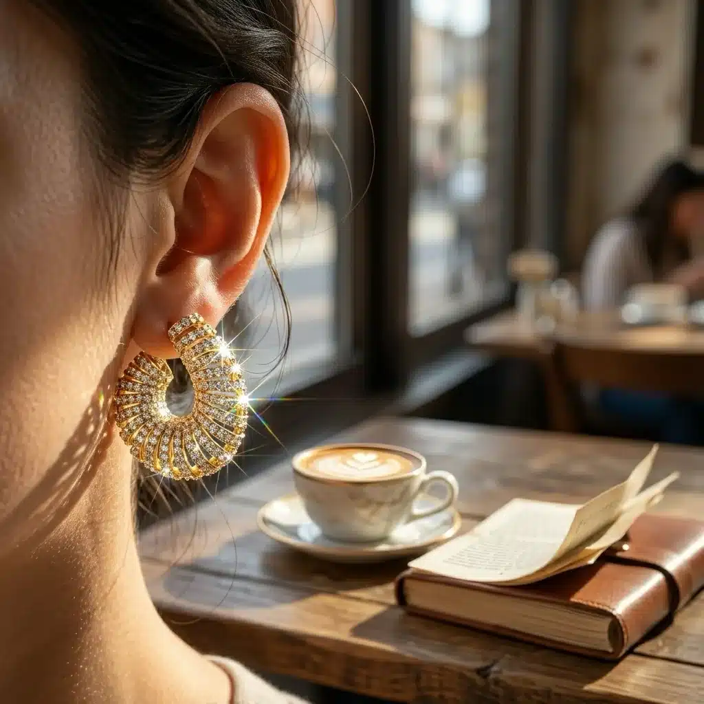 Gold Pavé Hoop Earrings photo review
