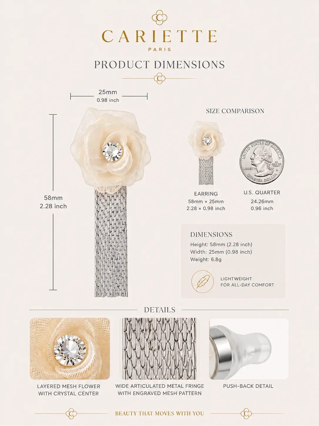 Floral Fringe Elegance 7 jewelry 1017 size guide