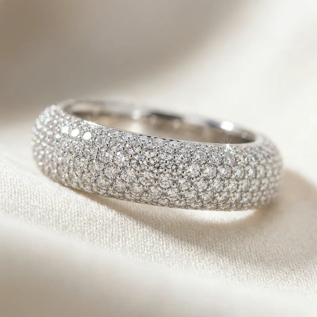 Flush setting diamond ring modern minimal