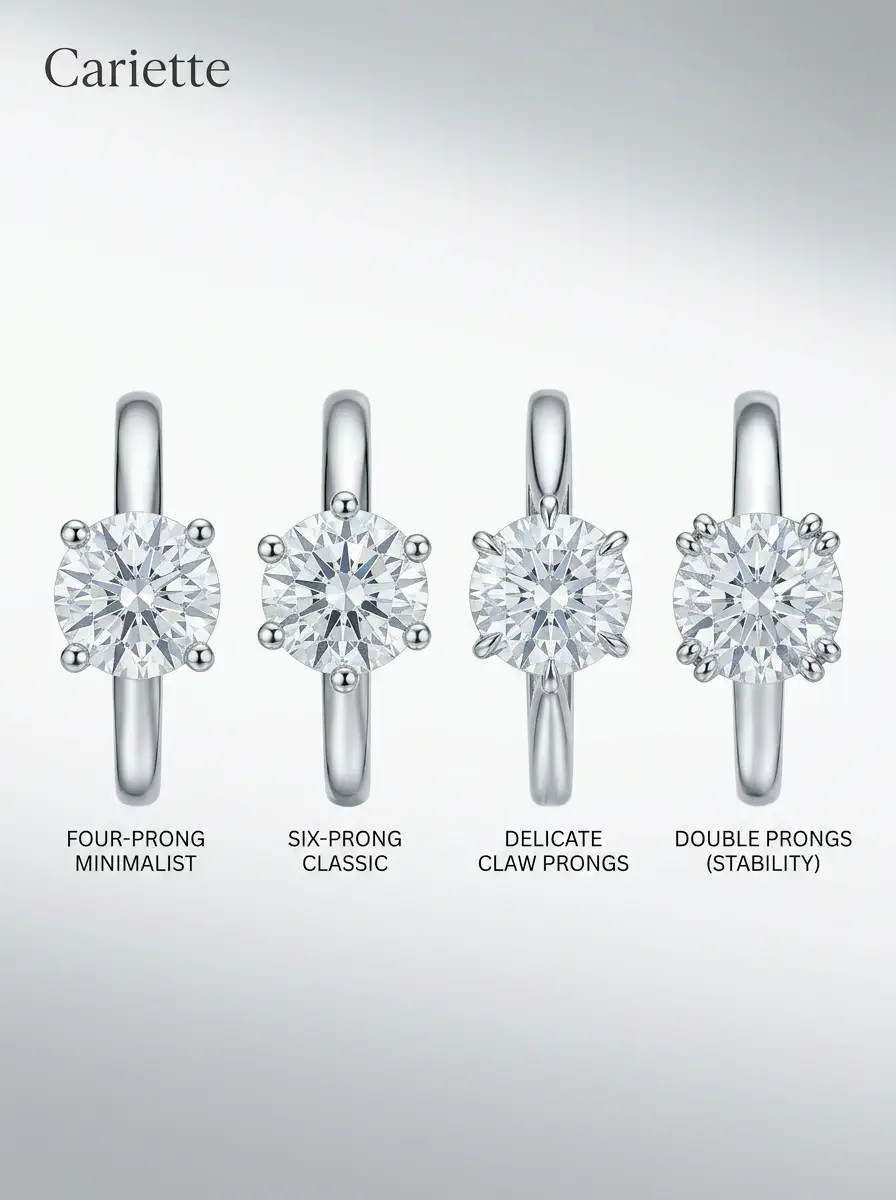 Prong setting pear shaped diamond claw prongs